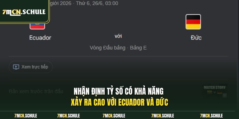 Nhận định tỷ số có khả năng xảy ra cao với Ecuador và Đức